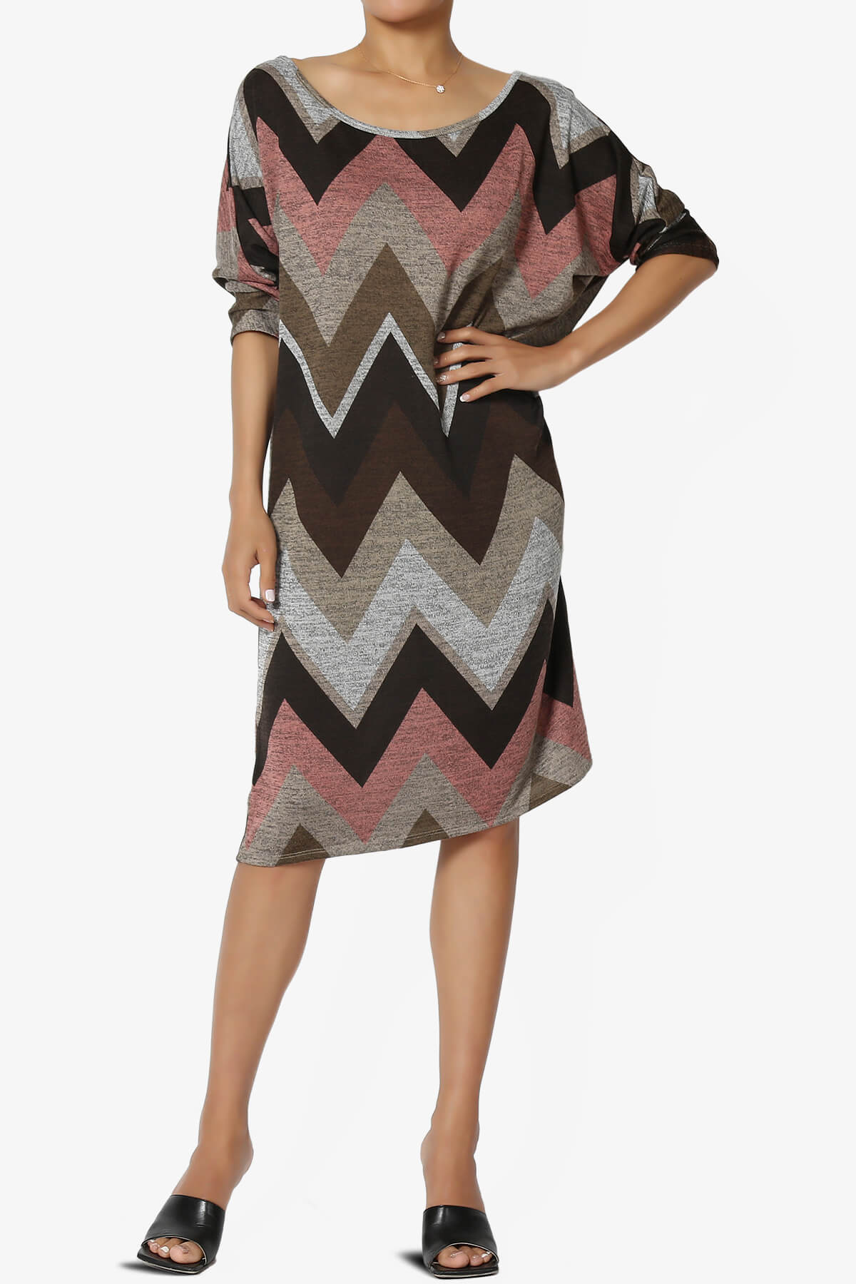 Wanda Chevron Dolman Sleeve Dress MOCHA_6