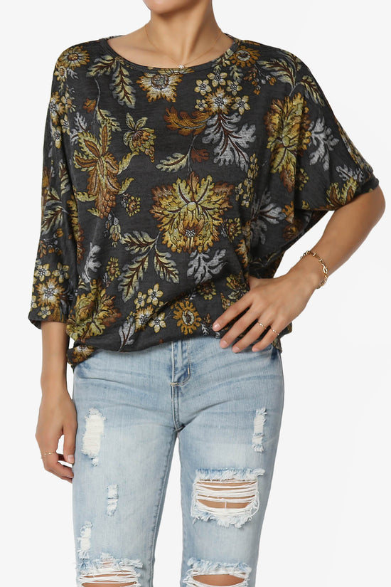 Wanda Printed Dolman Sleeve Top DARK GREY_1