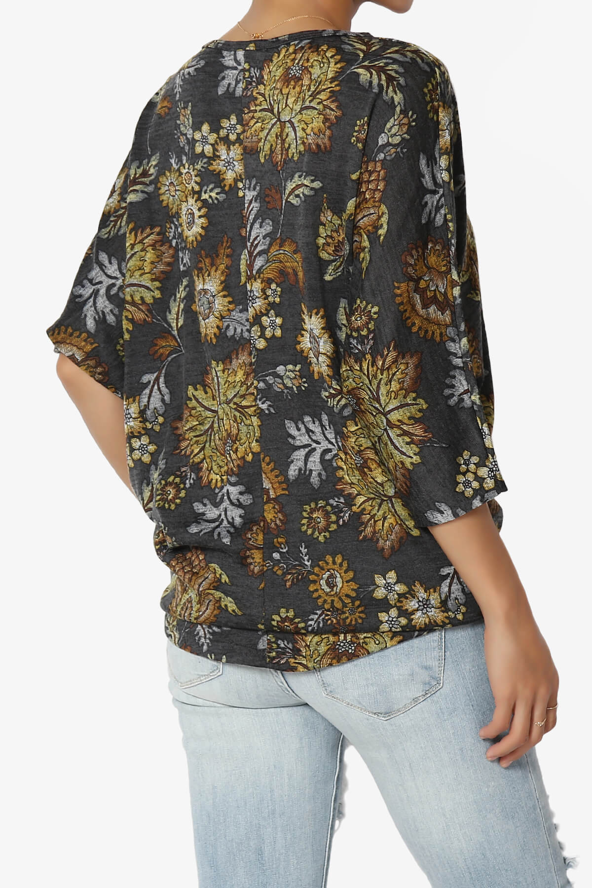 Wanda Printed Dolman Sleeve Top DARK GREY_4