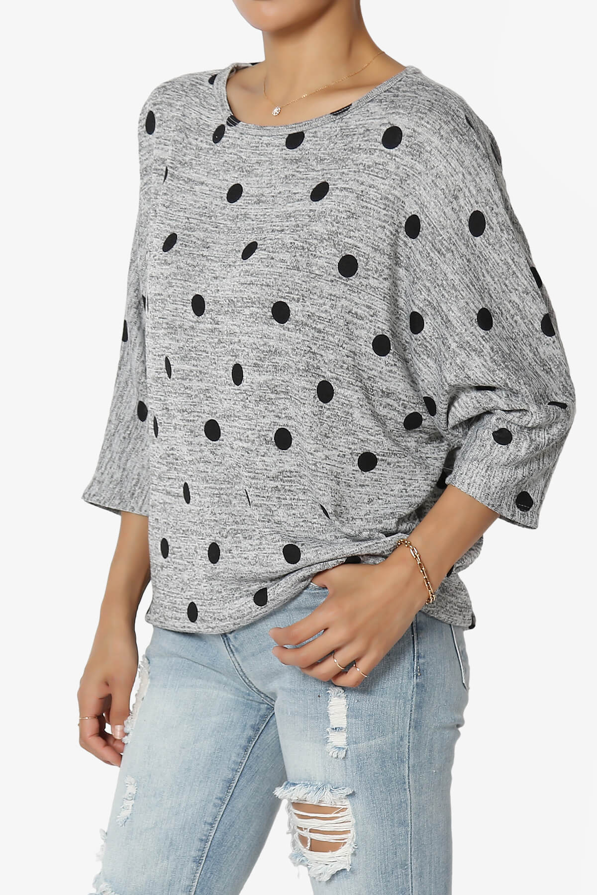 Wanda Printed Dolman Sleeve Top HEATHER GREY_3