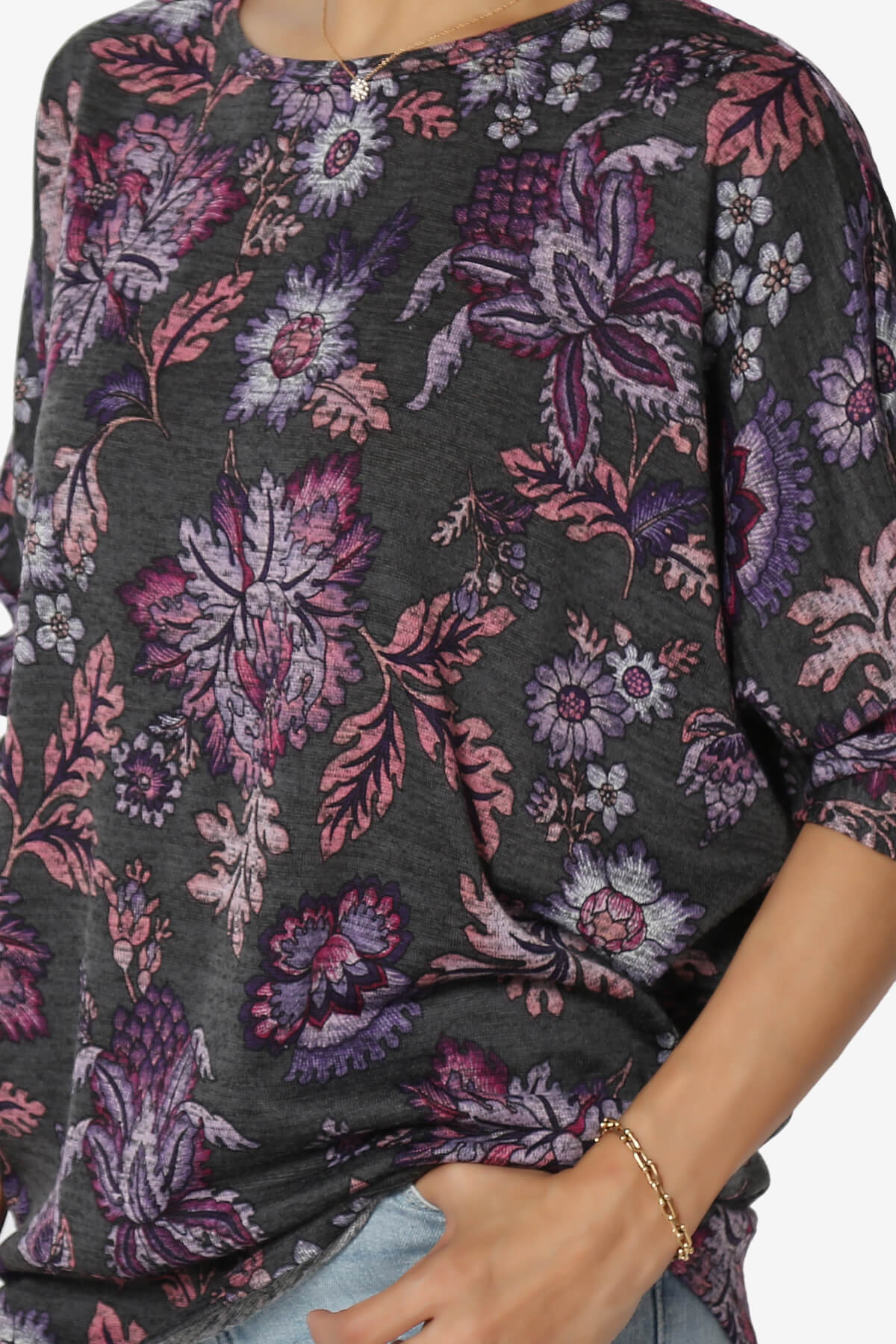 Wanda Printed Dolman Sleeve Top PURPLE_5