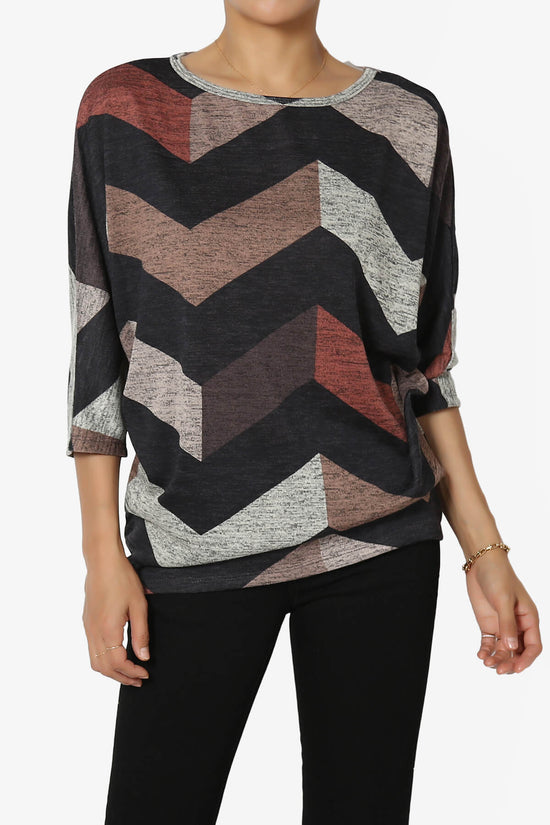 Wanda Printed Dolman Sleeve Top RUST_1