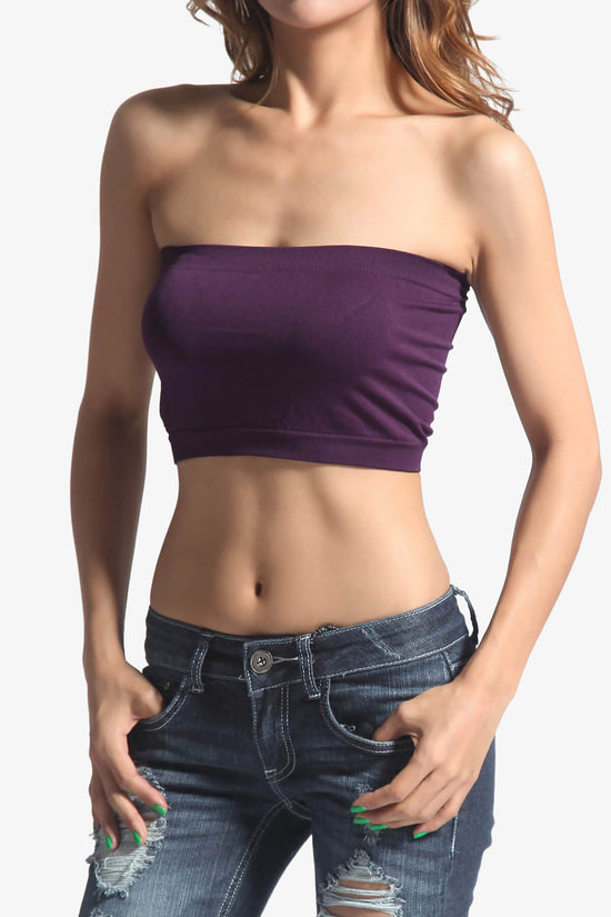  Ujicde Stretch Strapless Bras for Women, Seamless Bandeau Crop Tube  Top Bra Strapless Padded Bralette Tube Top Bra (Color : Purple1pc, Size :  X-Large) : Clothing, Shoes & Jewelry