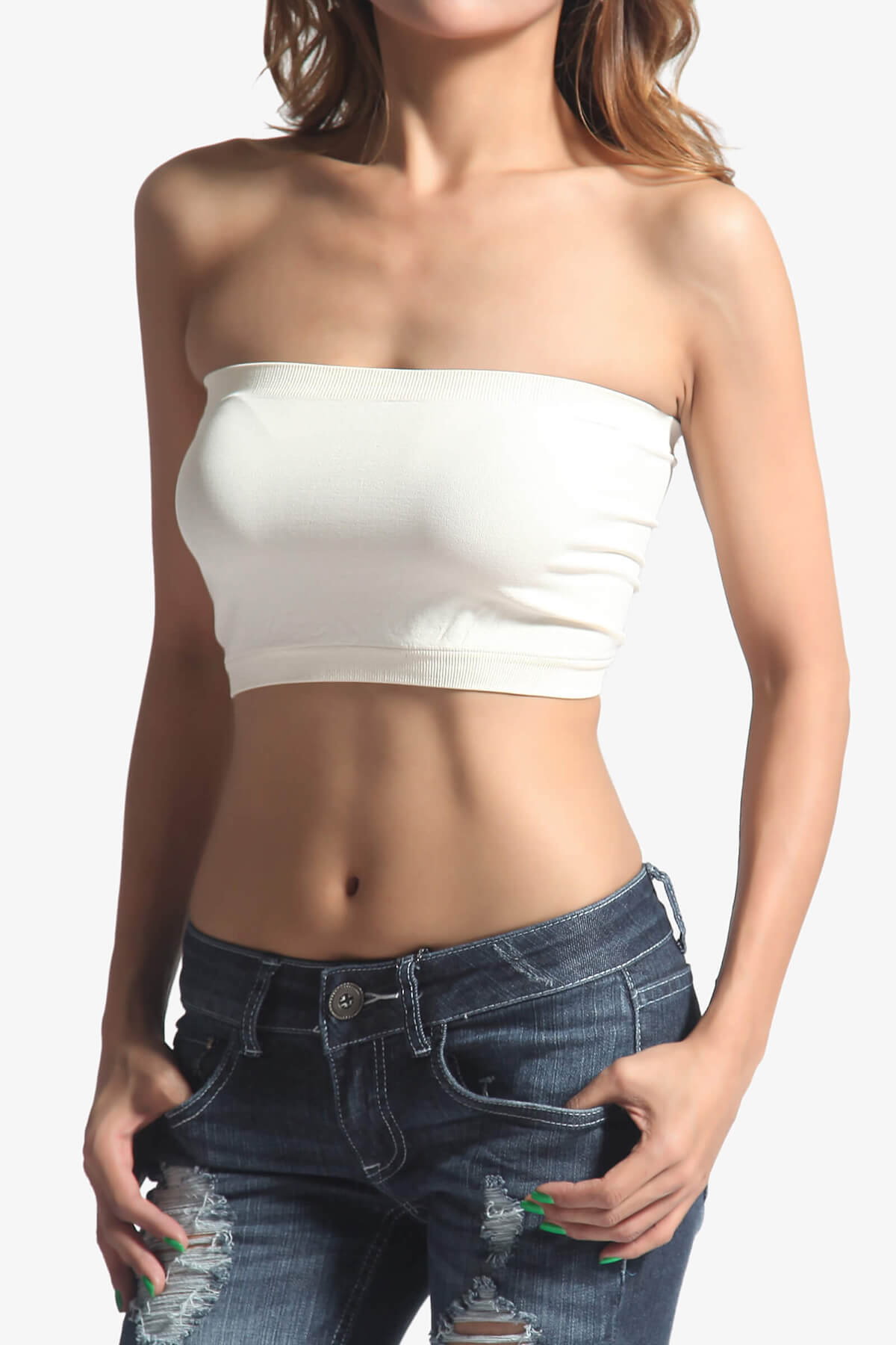 Load image into Gallery viewer, Wendi Seamless Crop Bandeau IVORY_1
