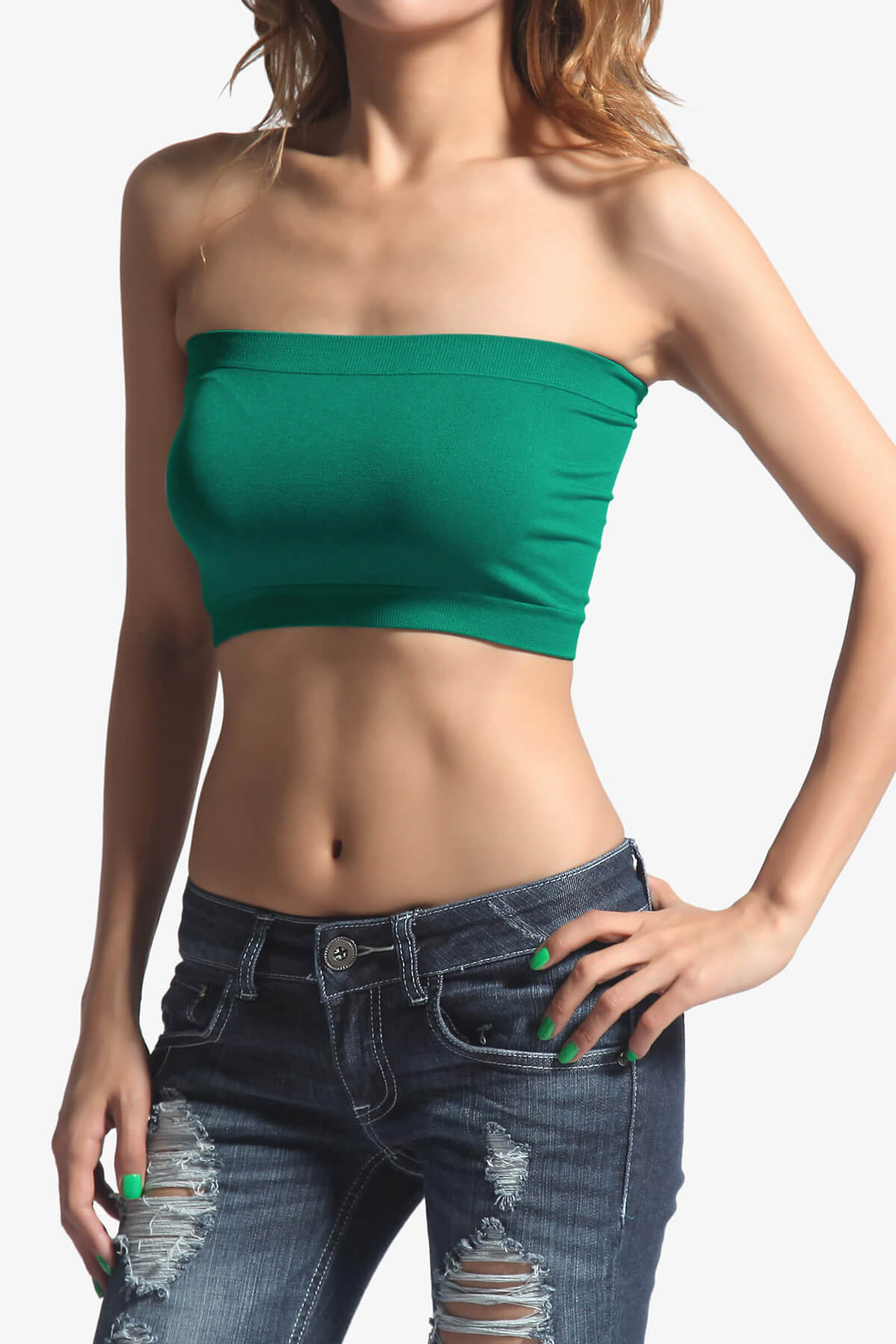 Load image into Gallery viewer, Wendi Seamless Crop Bandeau KELLY GREEN_1
