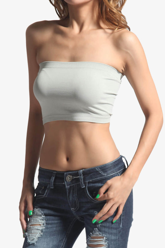 Load image into Gallery viewer, Wendi Seamless Crop Bandeau LIGHT GREY_1
