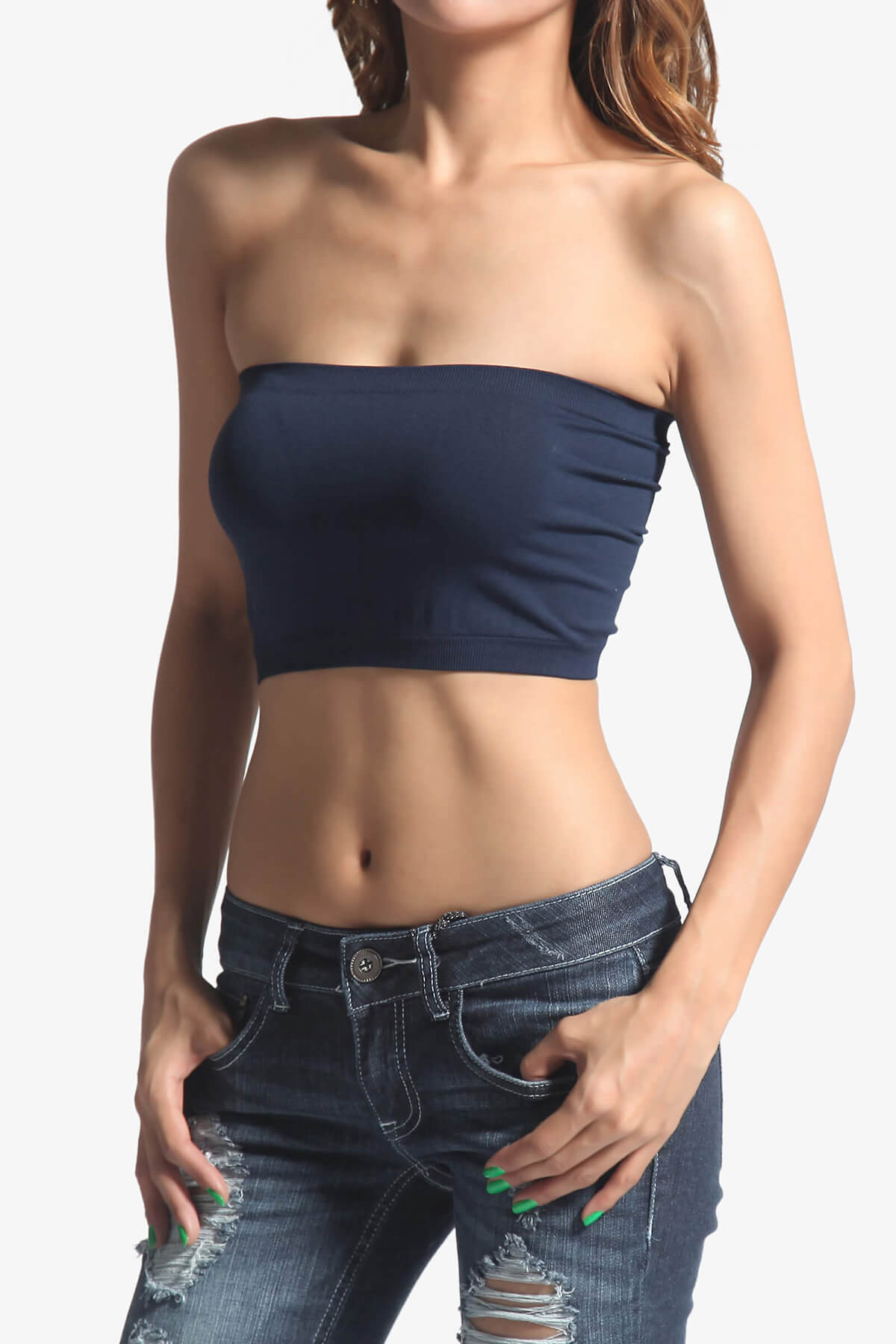 Wendi Seamless Crop Bandeau NAVY_1