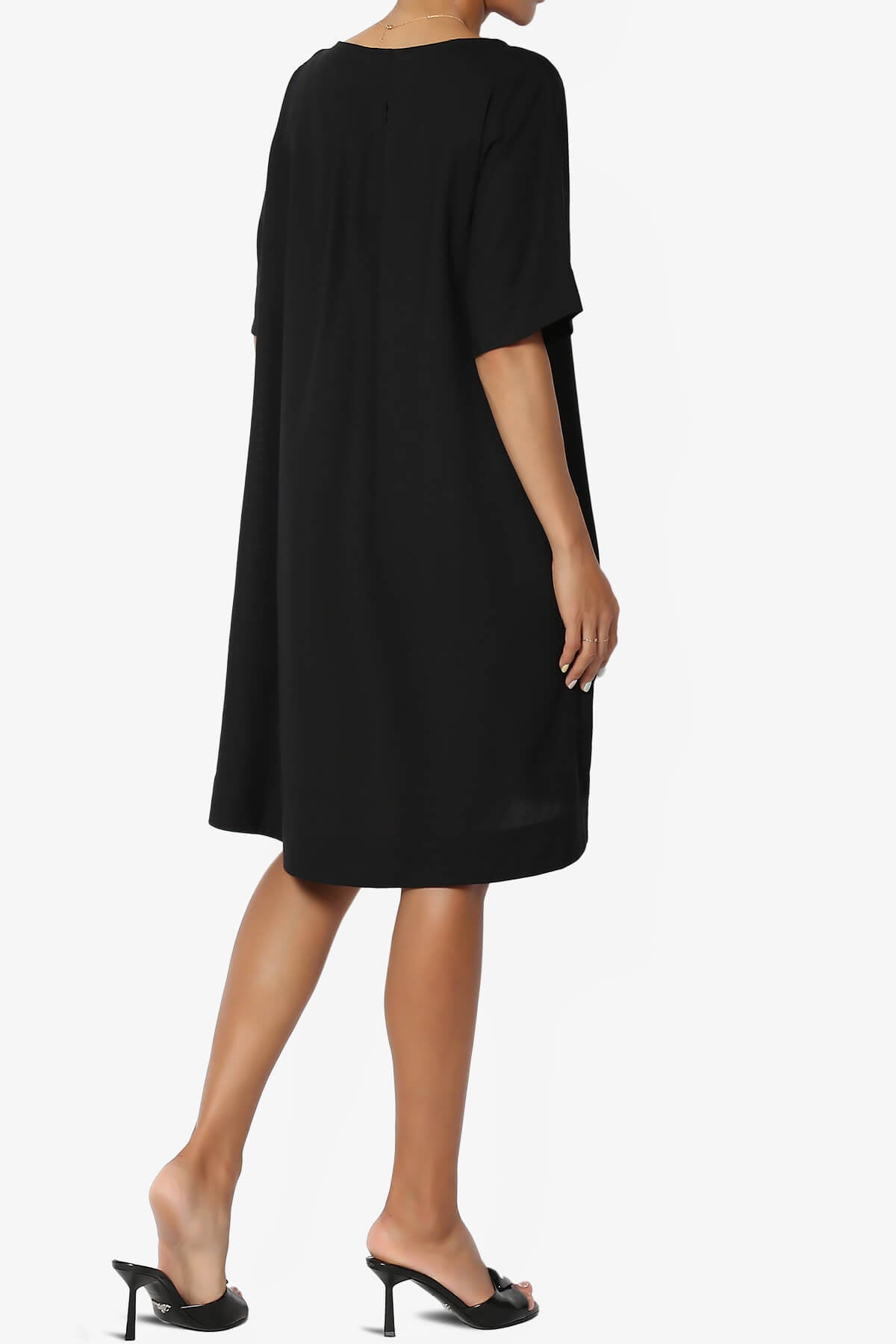 Load image into Gallery viewer, Winny Linen Short Sleeve Shift Dress BLACK_4

