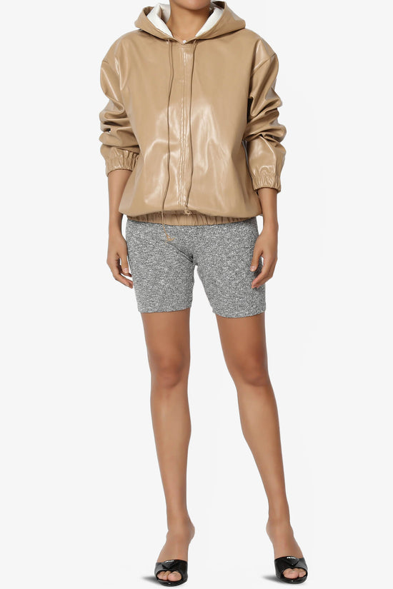 Xandra Faux Leather Oversized Hoodie SAND_6