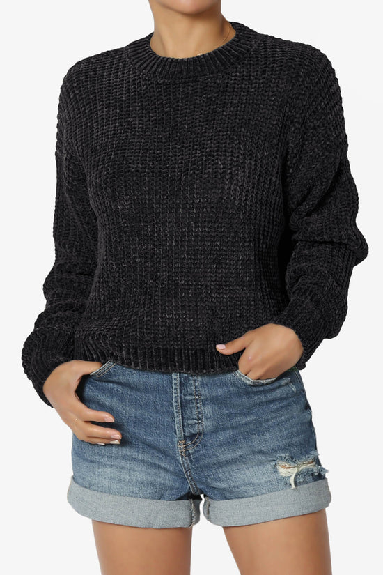 Zeeta Soft Chenille Crop Sweater BLACK_1