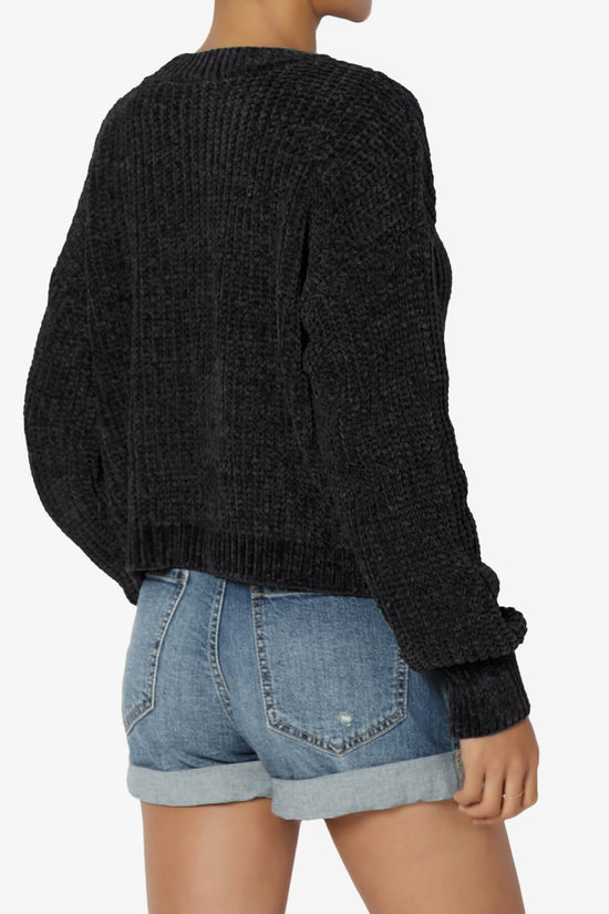 Zeeta Soft Chenille Crop Sweater BLACK_4