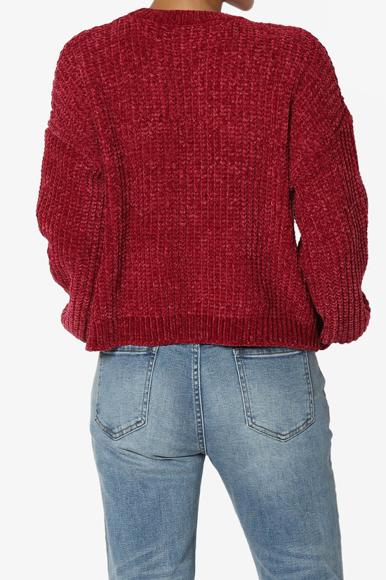 Zeeta Soft Chenille Crop Sweater BURGUNDY_2