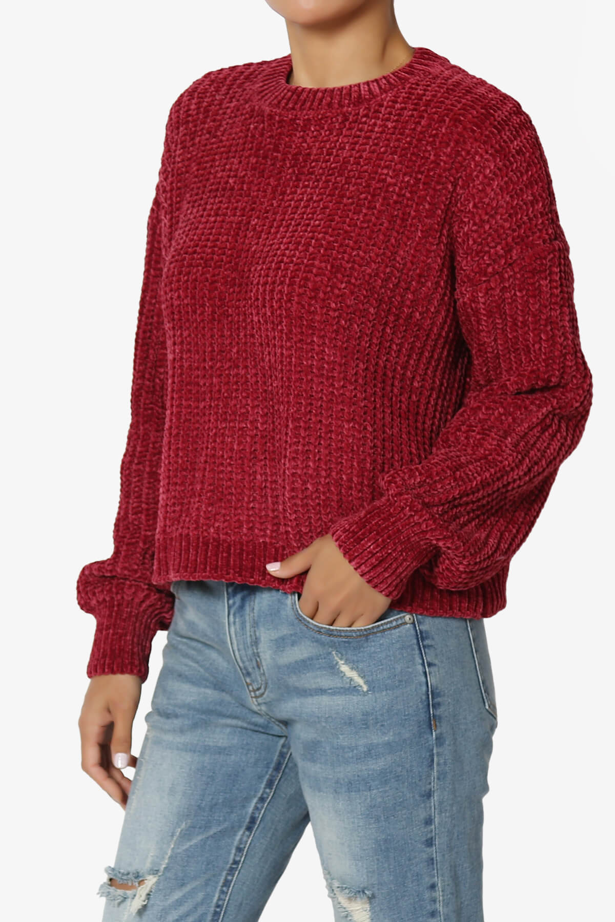 Zeeta Soft Chenille Crop Sweater BURGUNDY_3