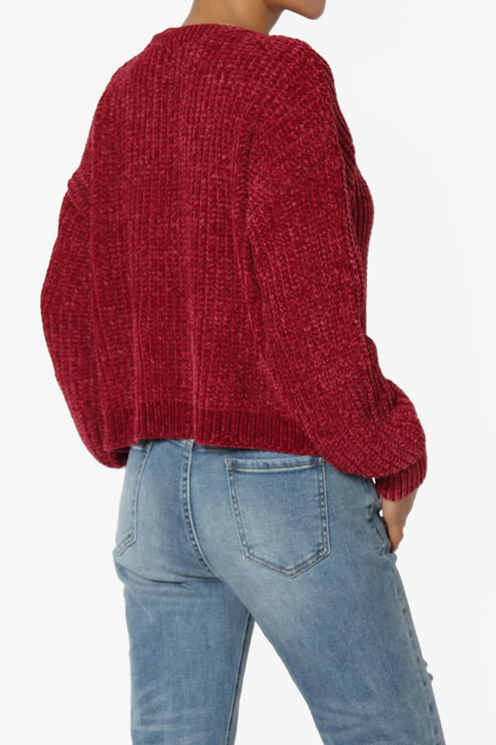 Zeeta Soft Chenille Crop Sweater BURGUNDY_4