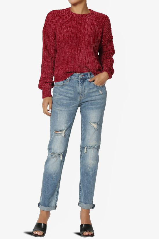 Zeeta Soft Chenille Crop Sweater BURGUNDY_6