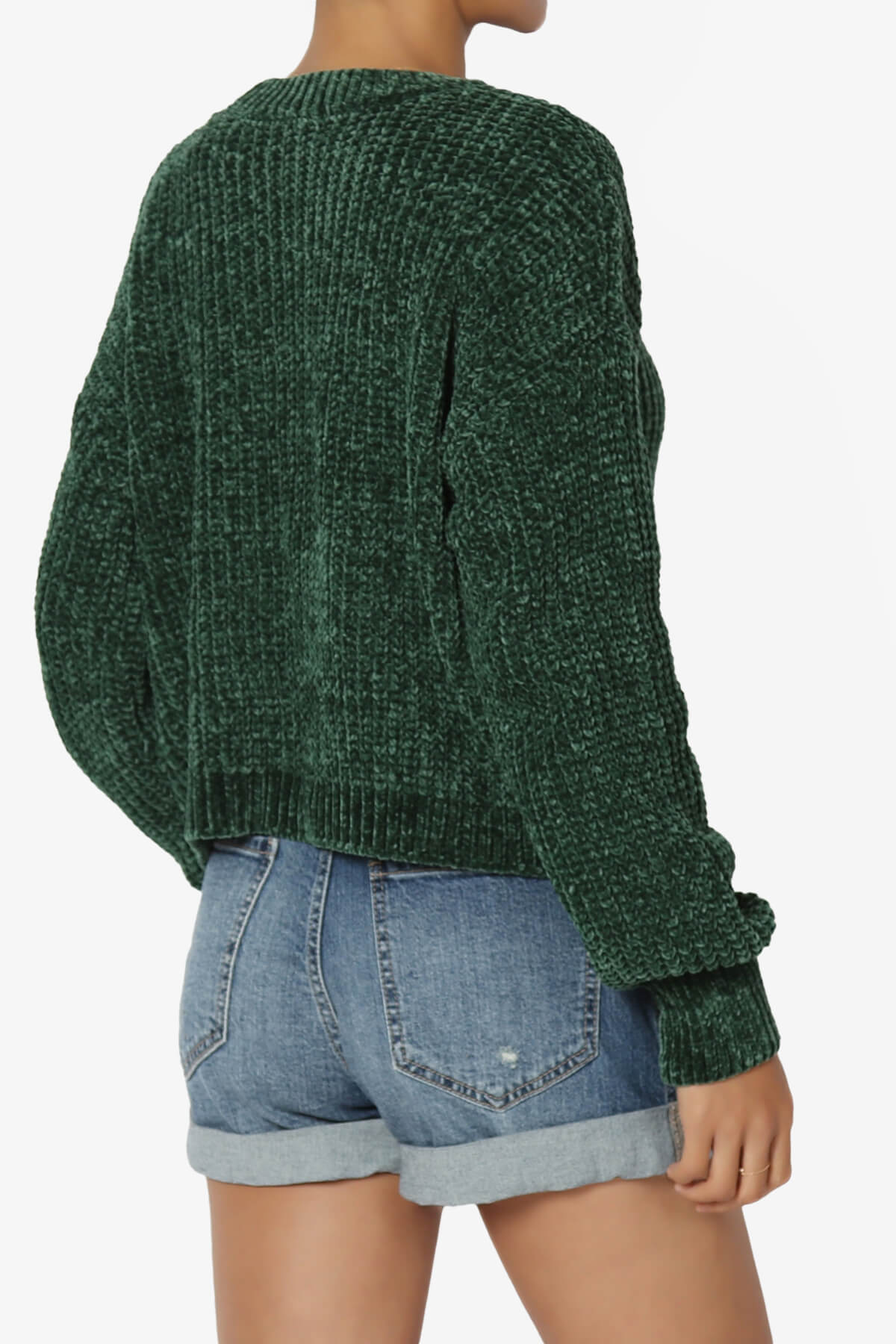 Zeeta Soft Chenille Crop Sweater DARK GREEN_4