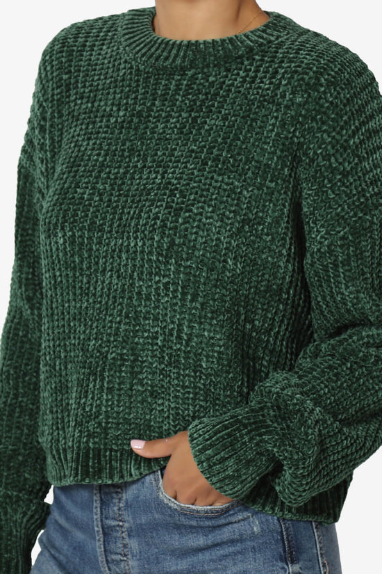 Zeeta Soft Chenille Crop Sweater DARK GREEN_5