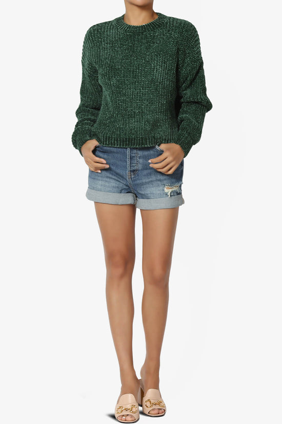 Zeeta Soft Chenille Crop Sweater DARK GREEN_6