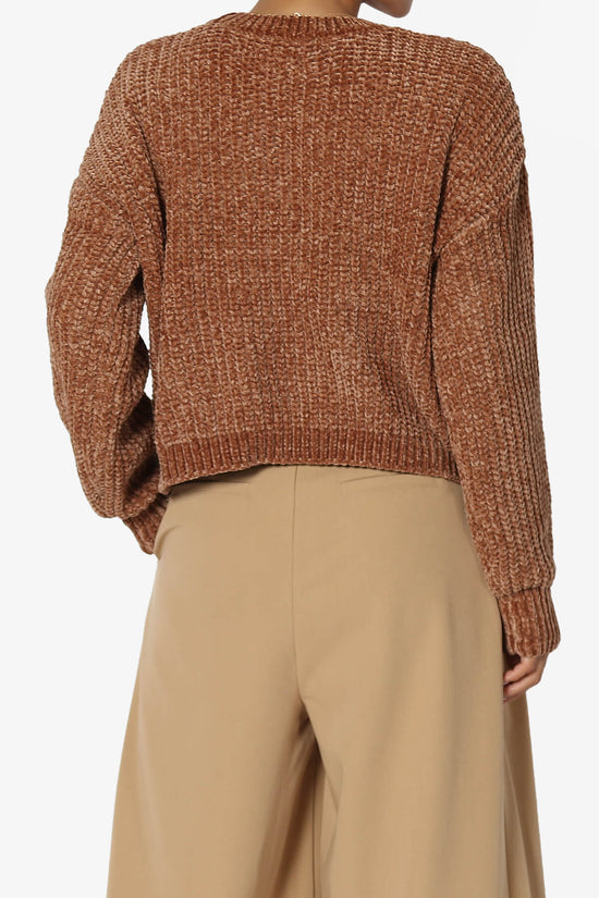 Zeeta Soft Chenille Crop Sweater DEEP CAMEL_2