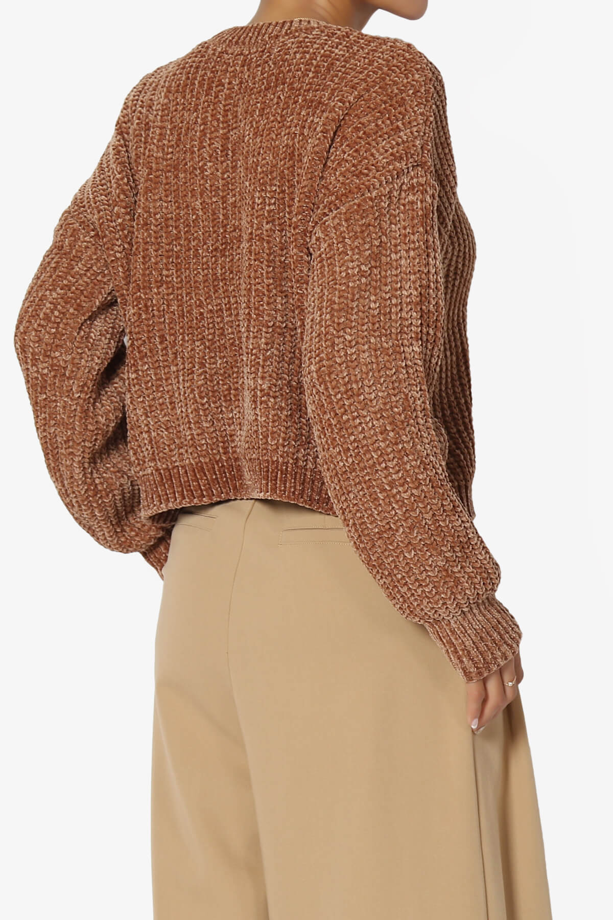 Zeeta Soft Chenille Crop Sweater DEEP CAMEL_4