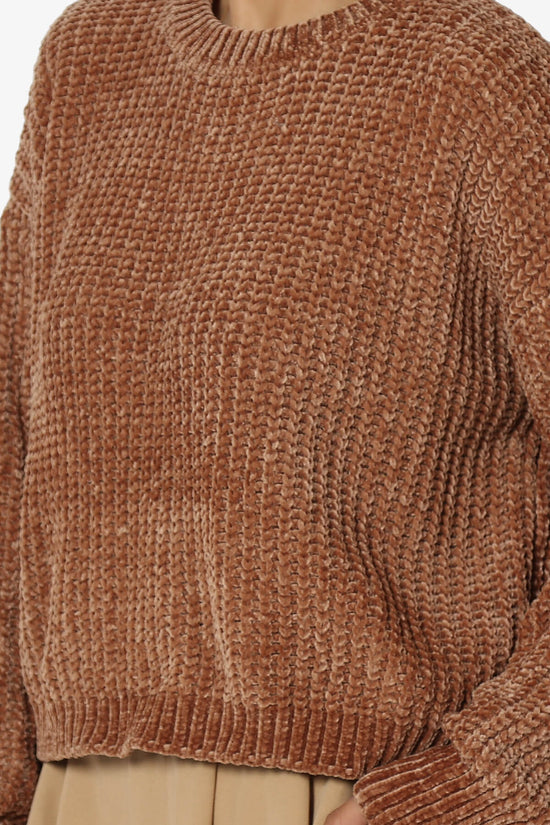 Zeeta Soft Chenille Crop Sweater DEEP CAMEL_5