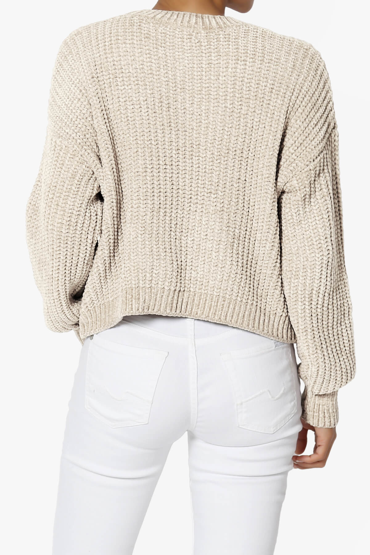 Zeeta Soft Chenille Crop Sweater HEATHER BEIGE_2