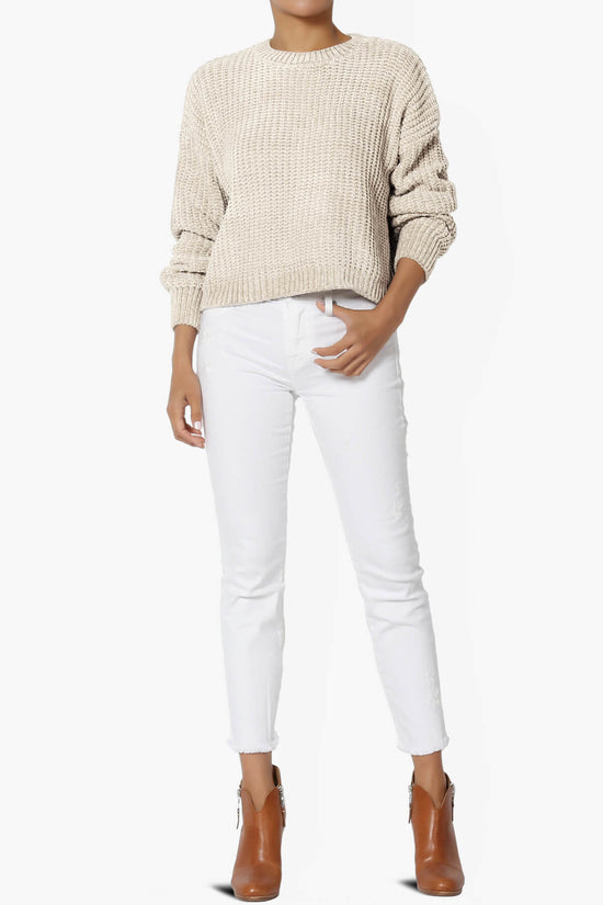 Zeeta Soft Chenille Crop Sweater HEATHER BEIGE_6