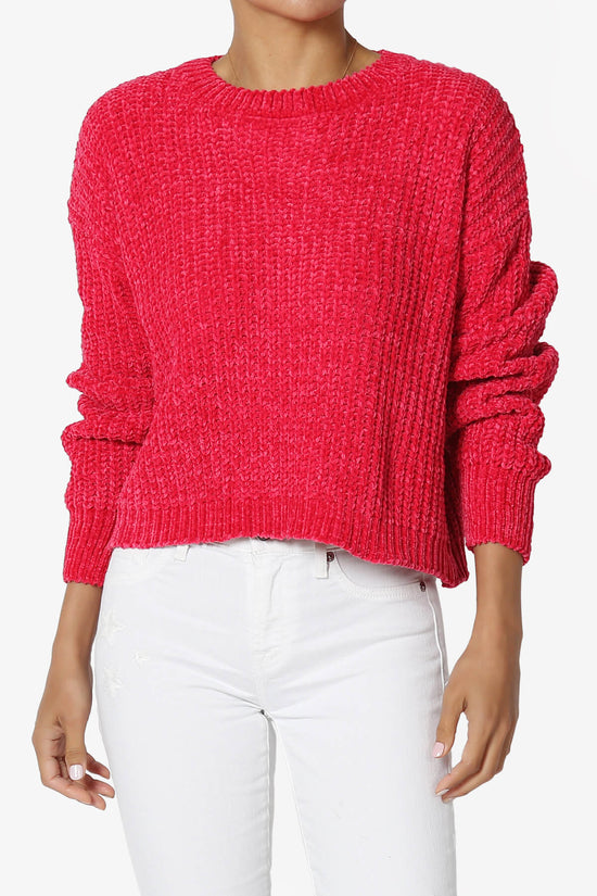 Zeeta Soft Chenille Crop Sweater MAGENTA_1