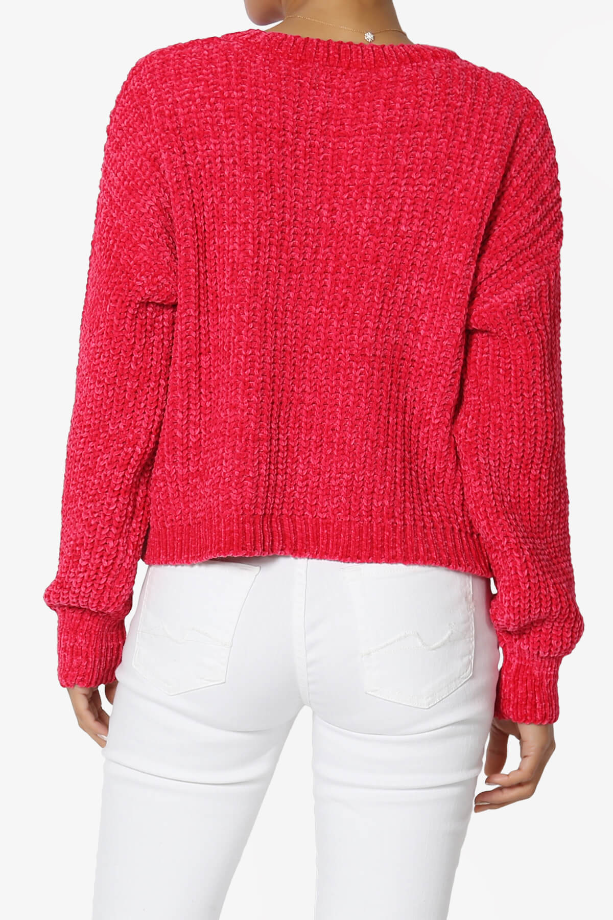 Zeeta Soft Chenille Crop Sweater MAGENTA_2