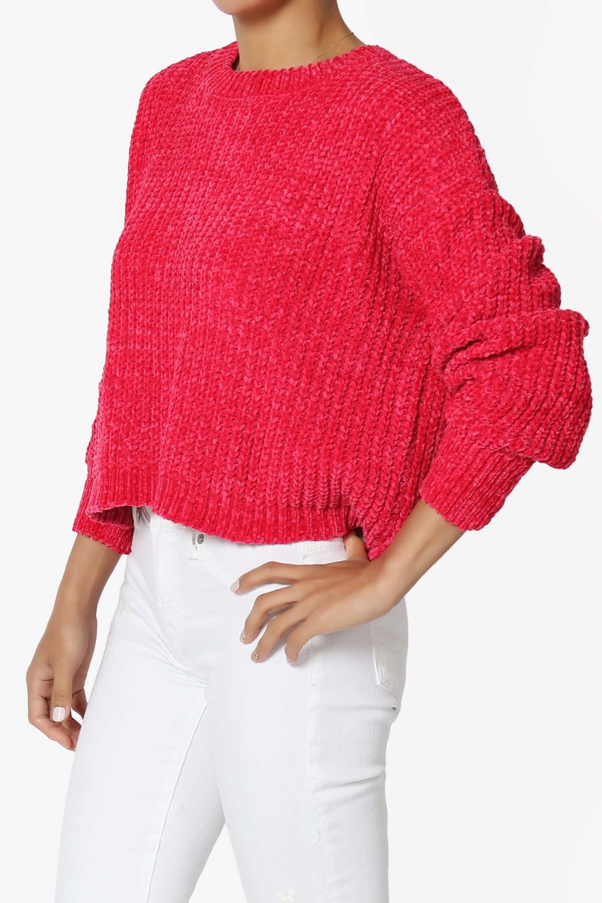 Zeeta Soft Chenille Crop Sweater MAGENTA_3