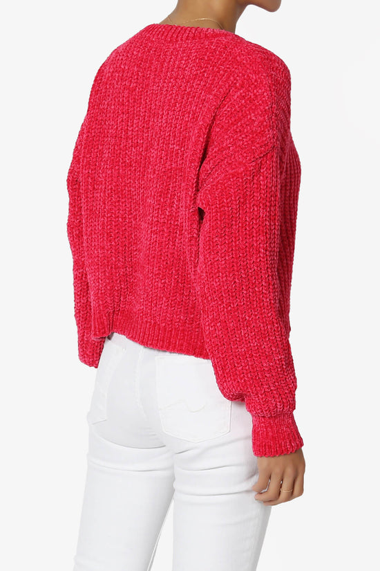 Zeeta Soft Chenille Crop Sweater MAGENTA_4