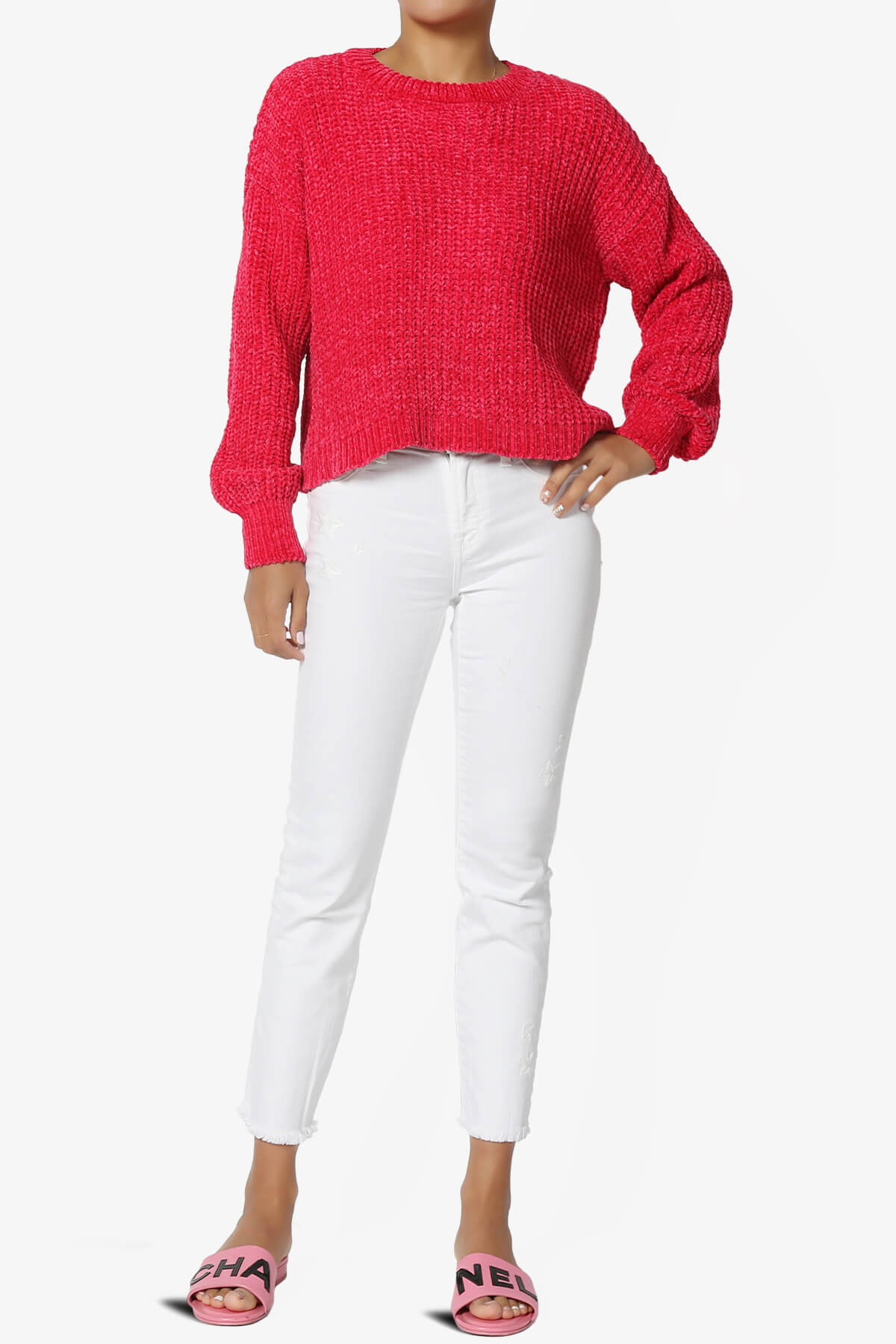 Zeeta Soft Chenille Crop Sweater MAGENTA_6