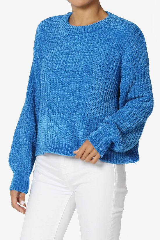 Zeeta Soft Chenille Crop Sweater OCEAN BLUE_3