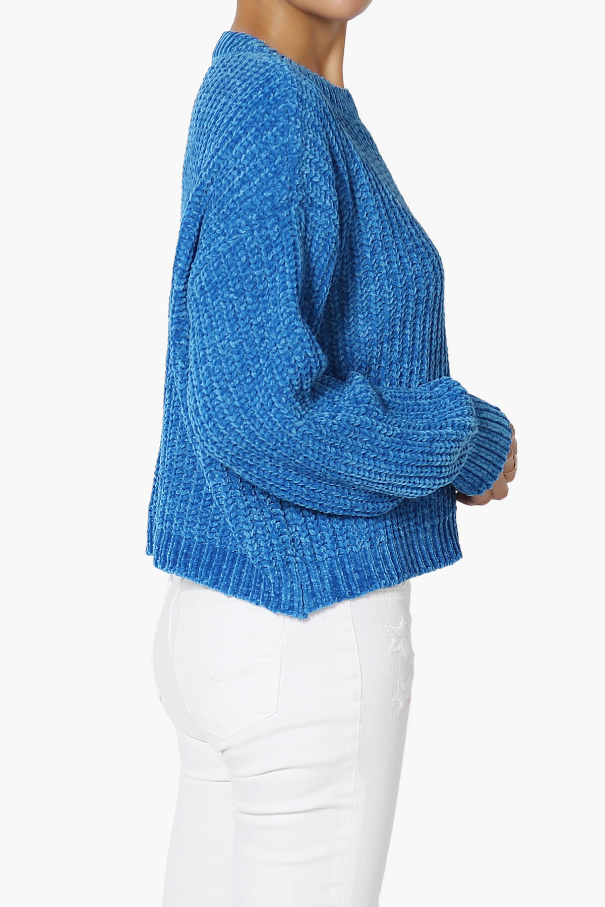 Zeeta Soft Chenille Crop Sweater OCEAN BLUE_4