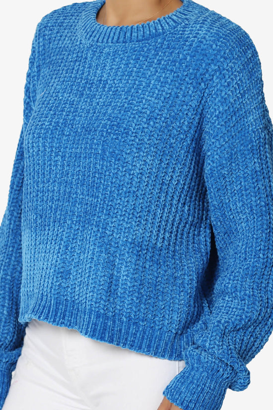 Zeeta Soft Chenille Crop Sweater OCEAN BLUE_5