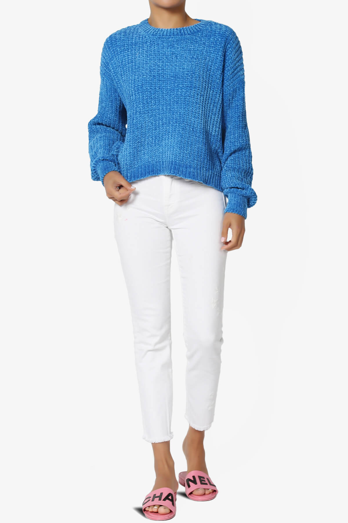 Zeeta Soft Chenille Crop Sweater OCEAN BLUE_6