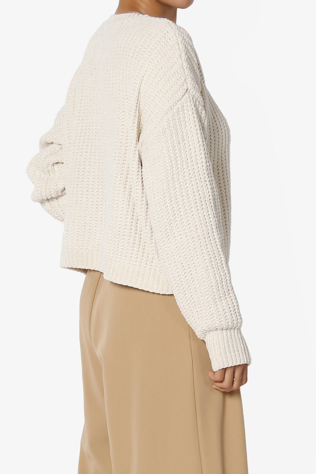 Zeeta Soft Chenille Crop Sweater SAND BEIGE_4