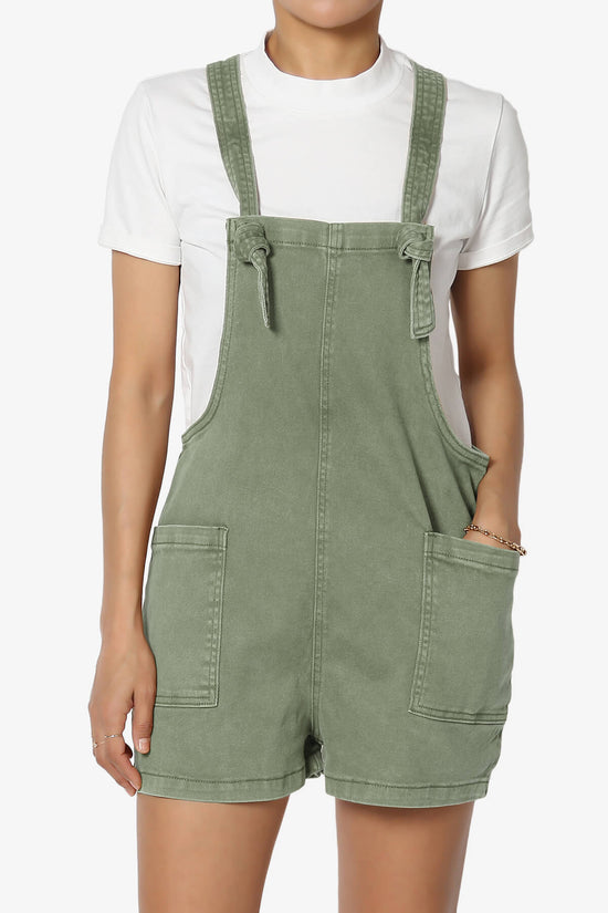 Ziggy Washed Denim Short Overall OLIVE GREEN_1