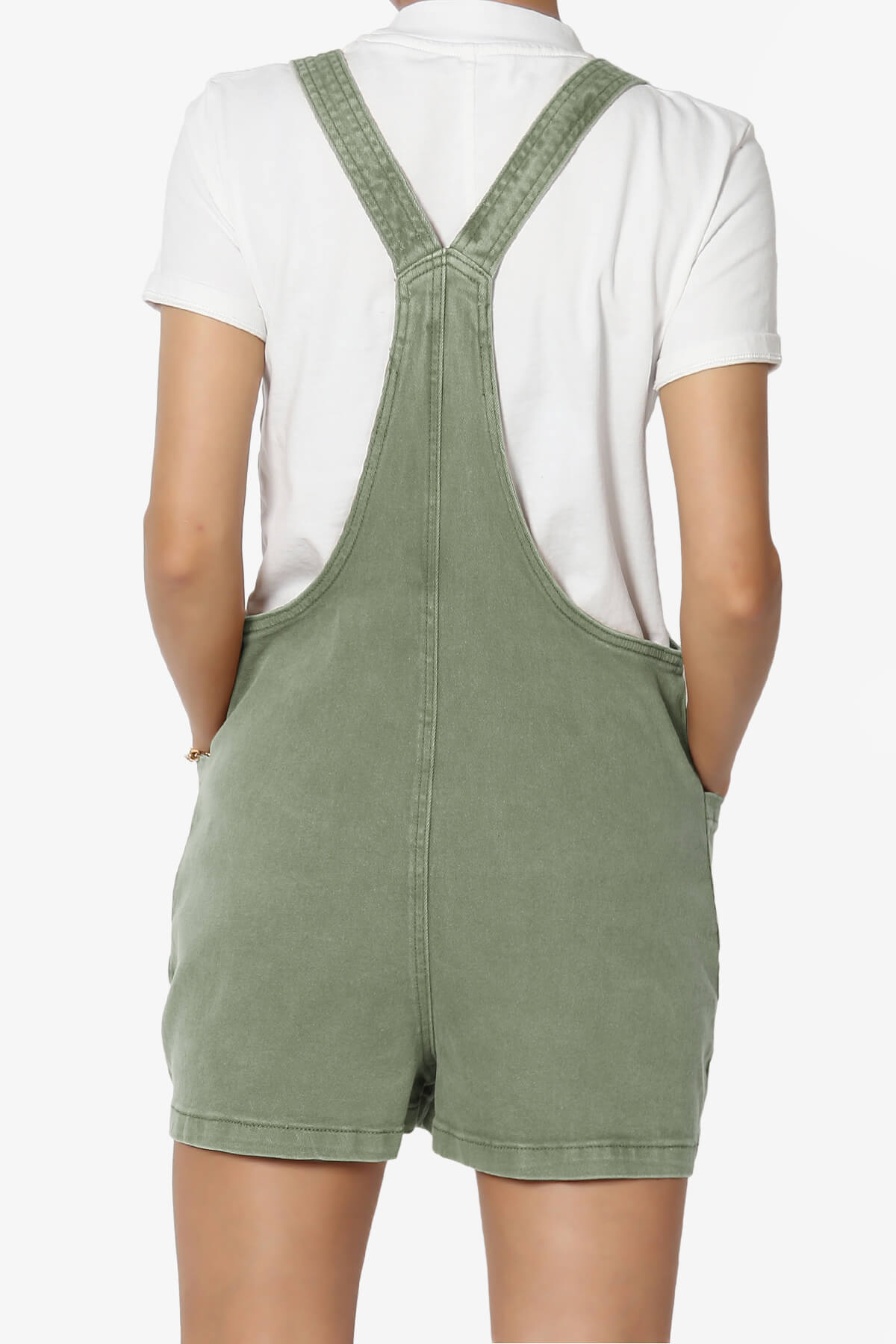 Ziggy Washed Denim Short Overall OLIVE GREEN_2