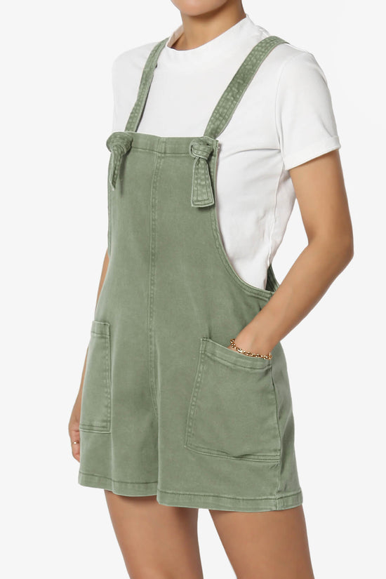 Ziggy Washed Denim Short Overall OLIVE GREEN_3