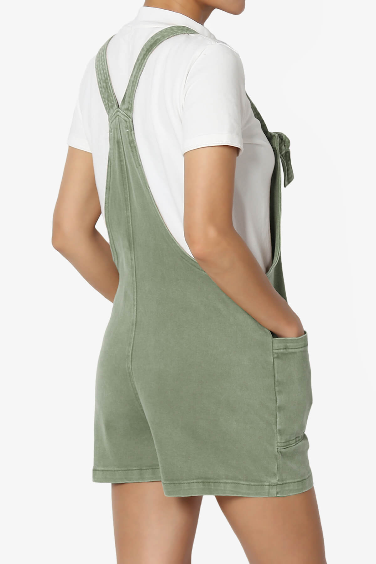 Ziggy Washed Denim Short Overall OLIVE GREEN_4