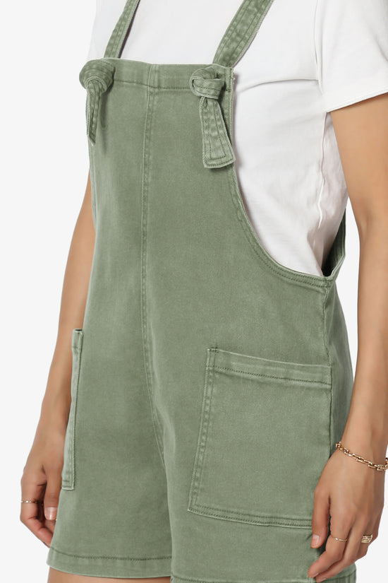 Ziggy Washed Denim Short Overall OLIVE GREEN_5