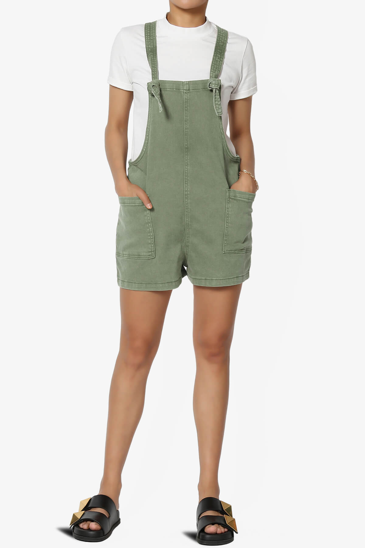Ziggy Washed Denim Short Overall OLIVE GREEN_6