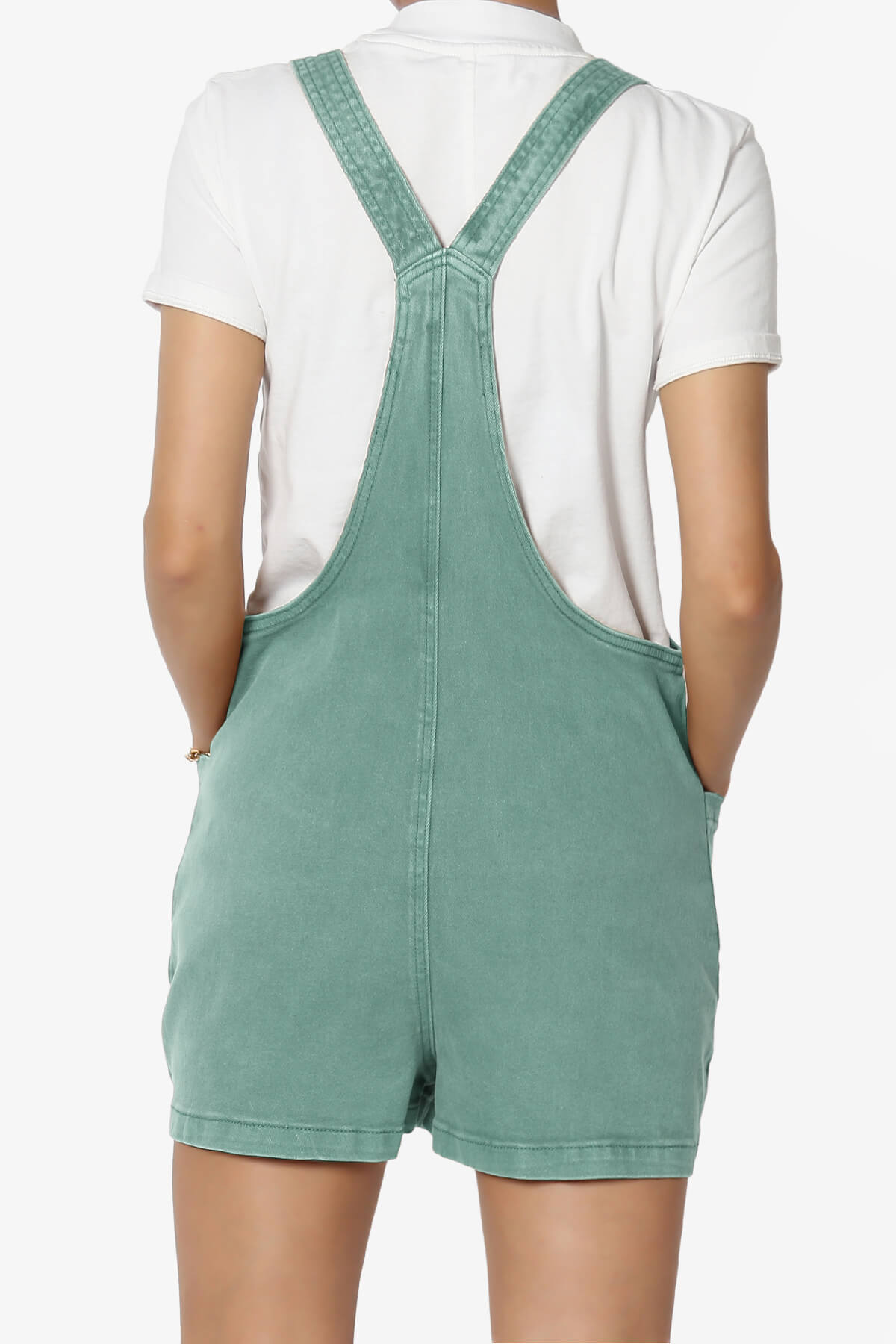 Ziggy Washed Denim Short Overall TEAL_2