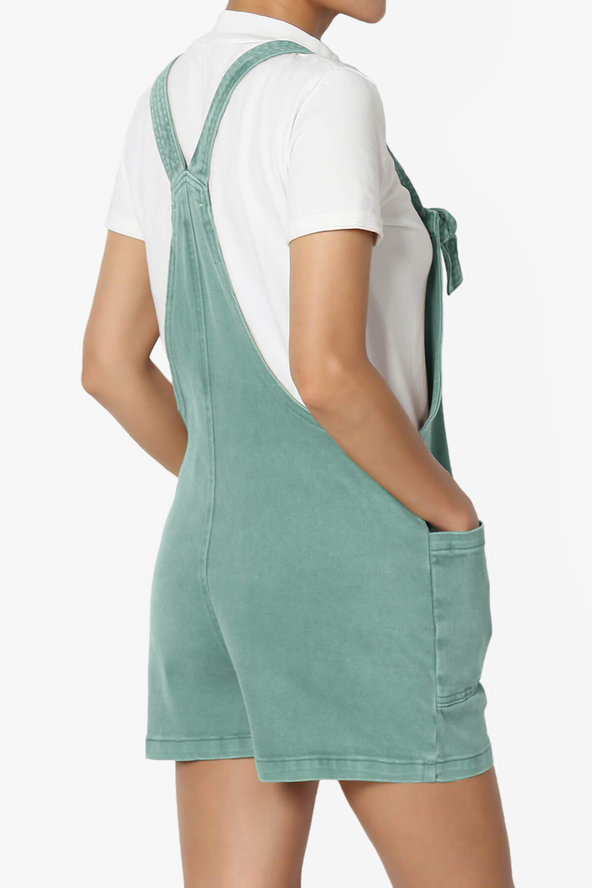 Ziggy Washed Denim Short Overall TEAL_4
