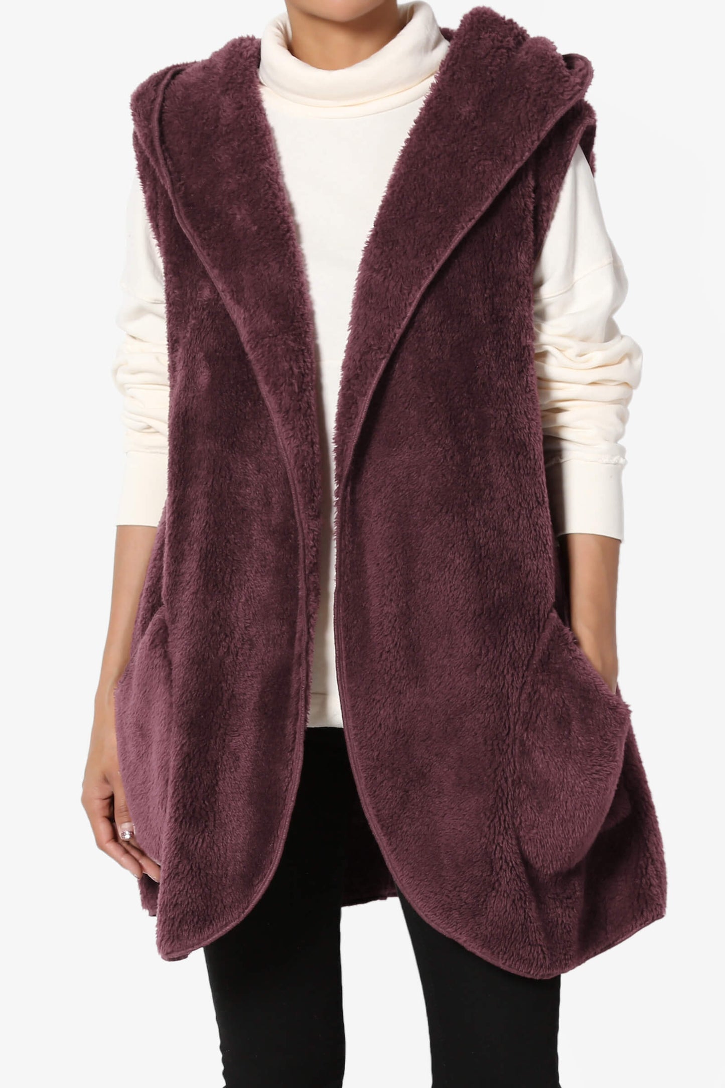 Kora Sleeveless Coziest Pocket Hooded Cardigan PLUS