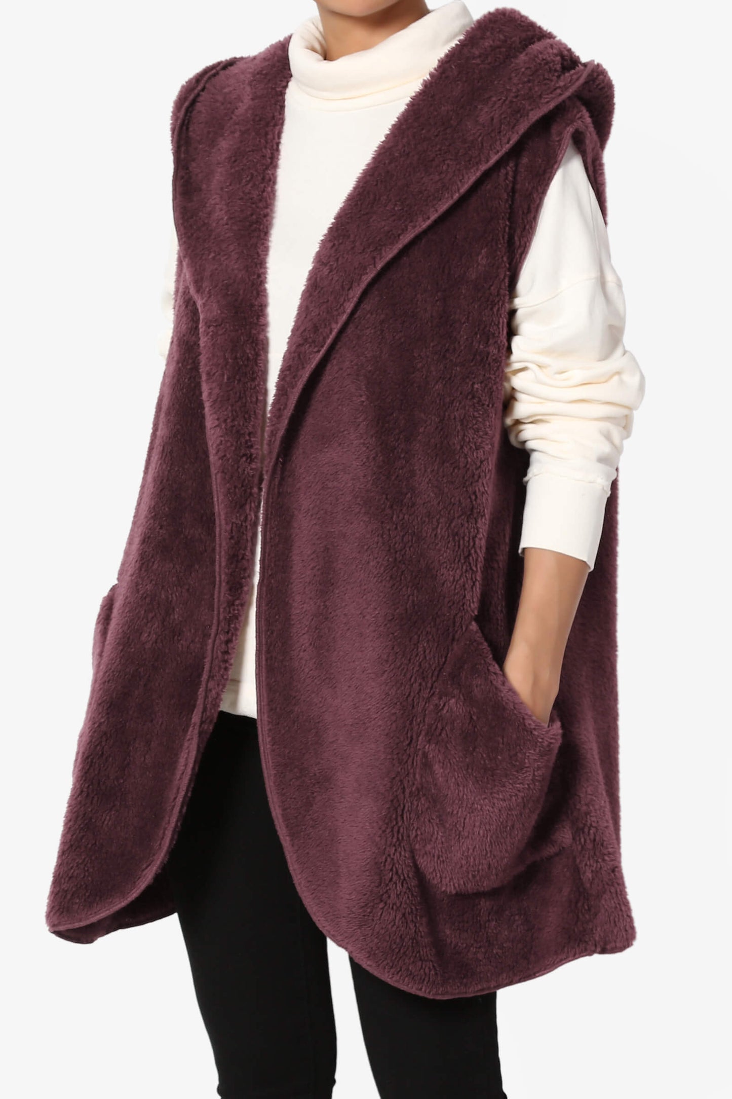 Kora Sleeveless Coziest Pocket Hooded Cardigan PLUS