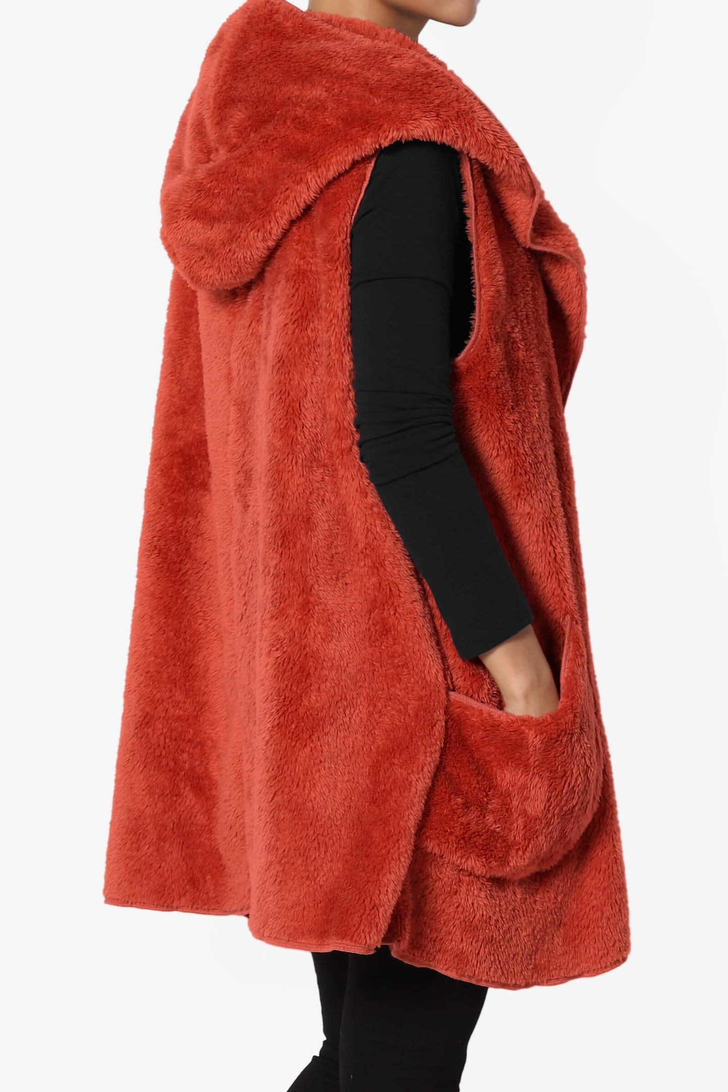 Kora Sleeveless Coziest Pocket Hooded Cardigan PLUS