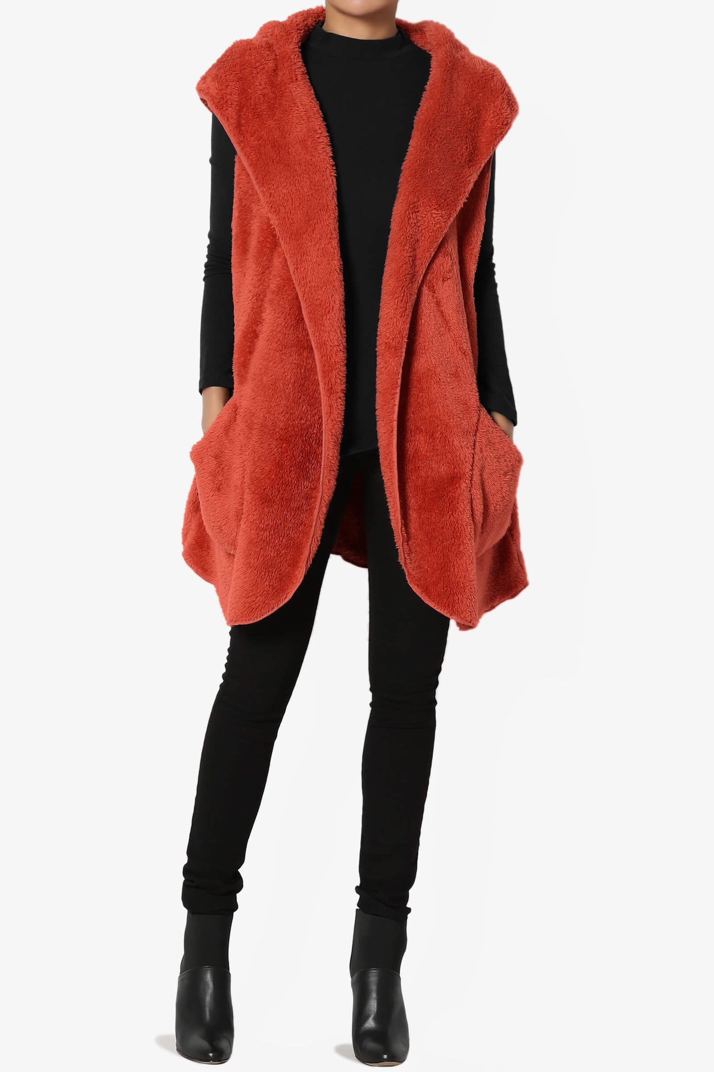 Kora Sleeveless Coziest Pocket Hooded Cardigan PLUS