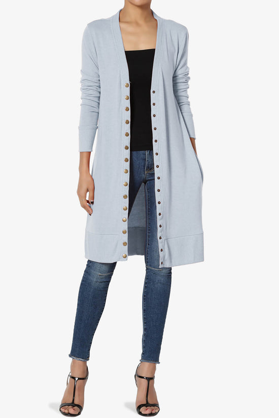 Braeden Snap Button Long Cardigan ASH BLUE_6